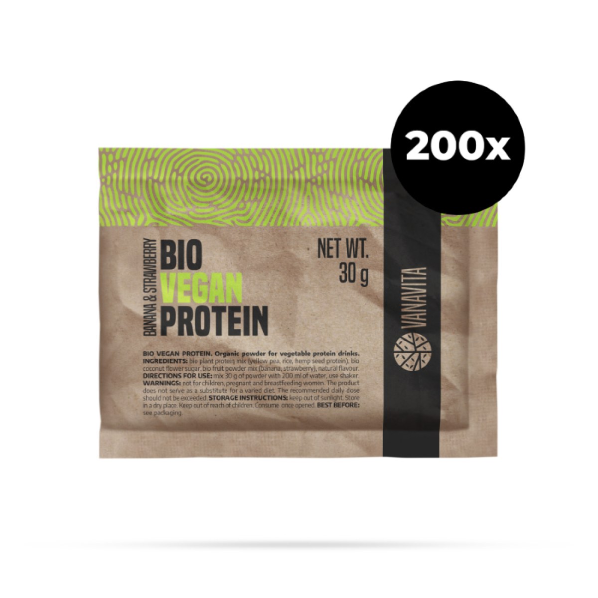 VanaVita Vzorka Bio Vegan Protein banán jahoda - Príchuť: Banán jahoda | Hmotnosť: 6 kg · záber 1