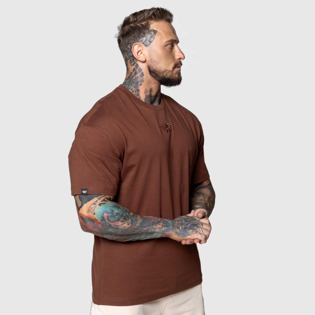 Oversized tričko Iron Aesthetics 3D, hnedé · záber 4