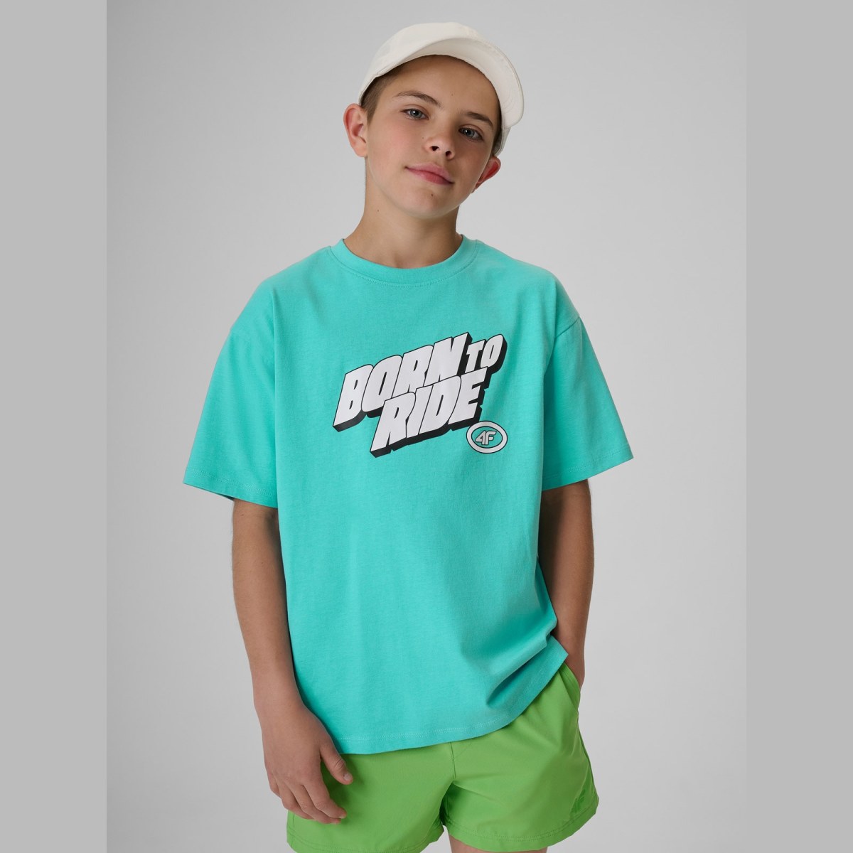 T-shirt regular s potlačou chlapčenský - mätový · záber 1
