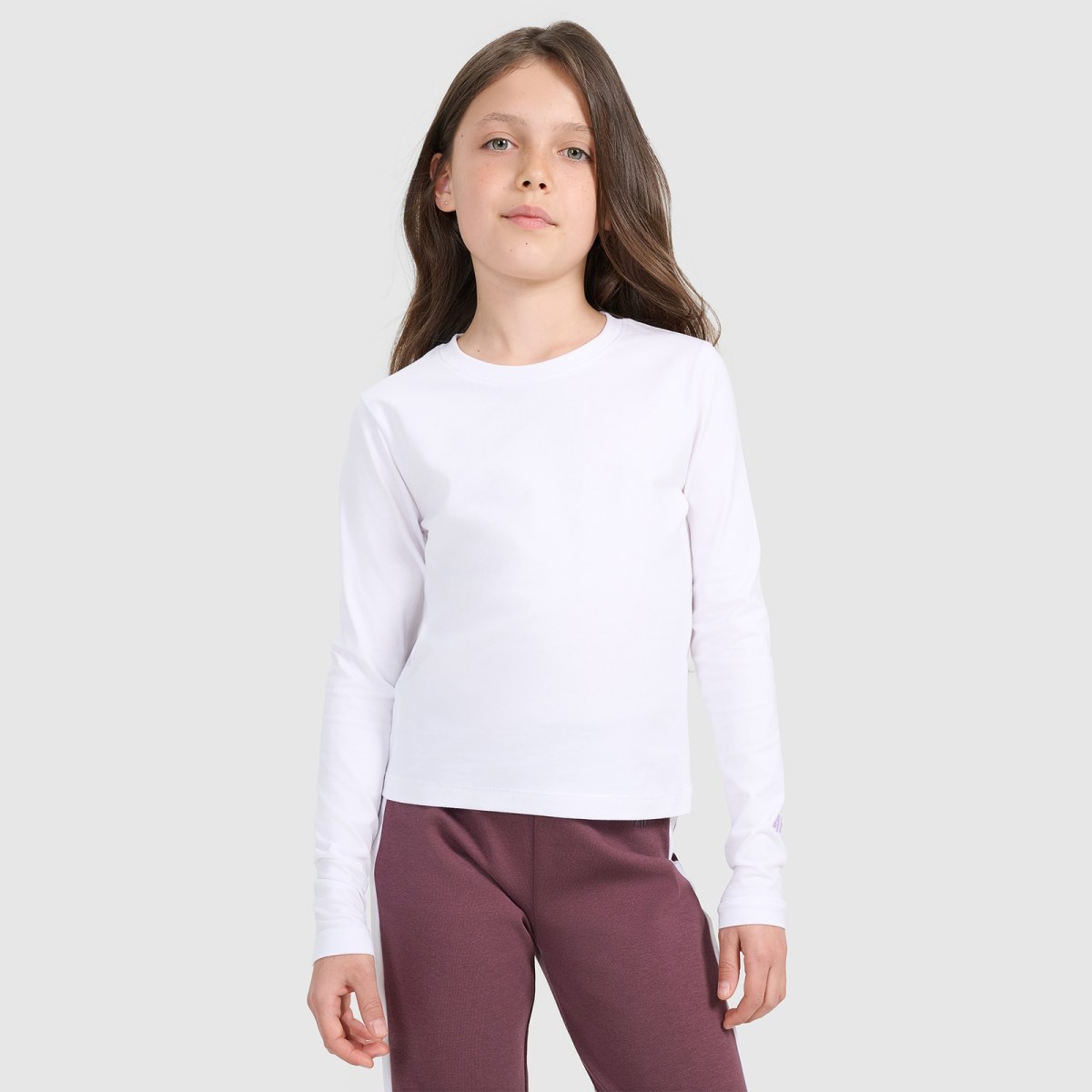 Dievčenský slim hladký longsleeve - biely · záber 1