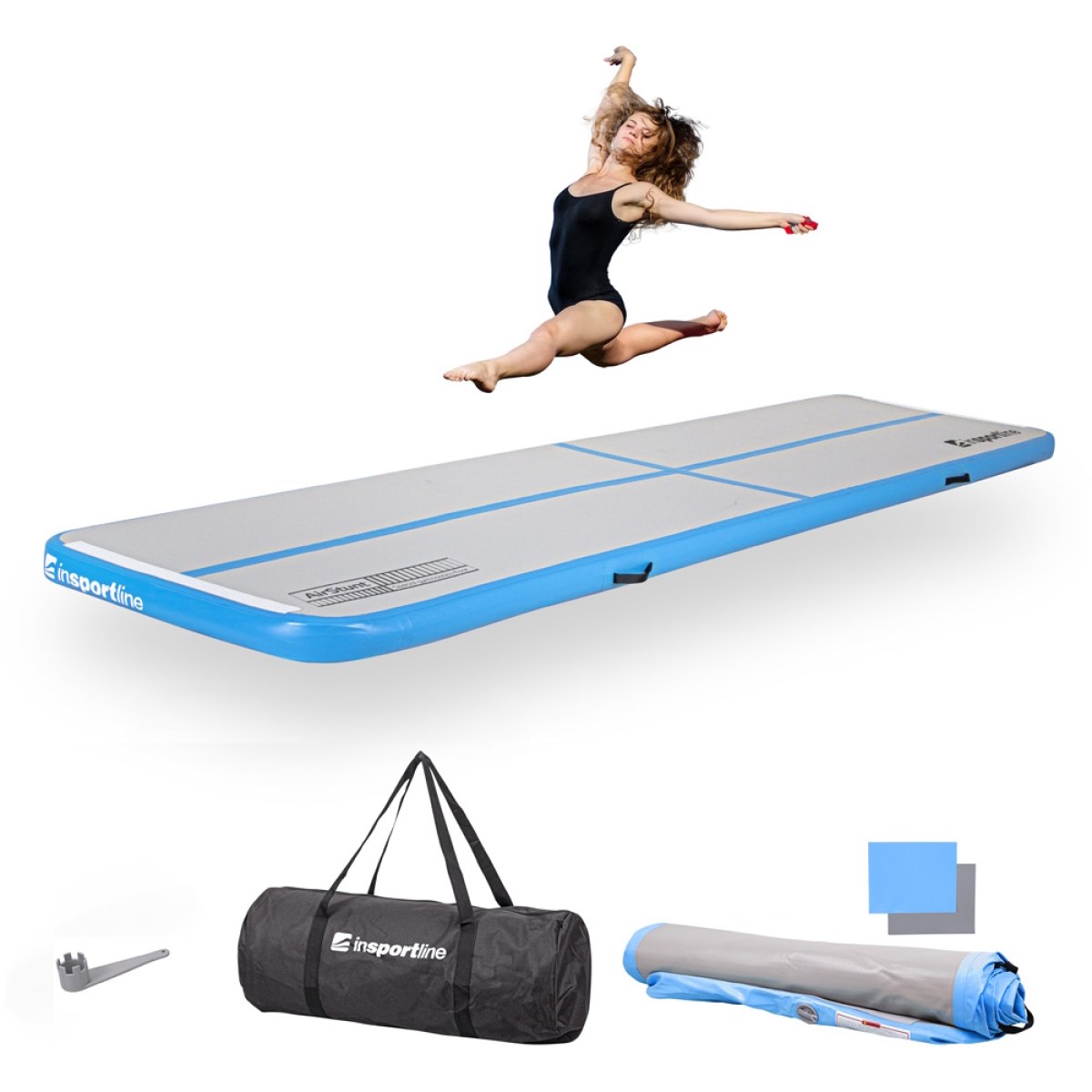 inSPORTline Airstunt 400x100x10 cm biely s elektrickou pumpou · záber 2