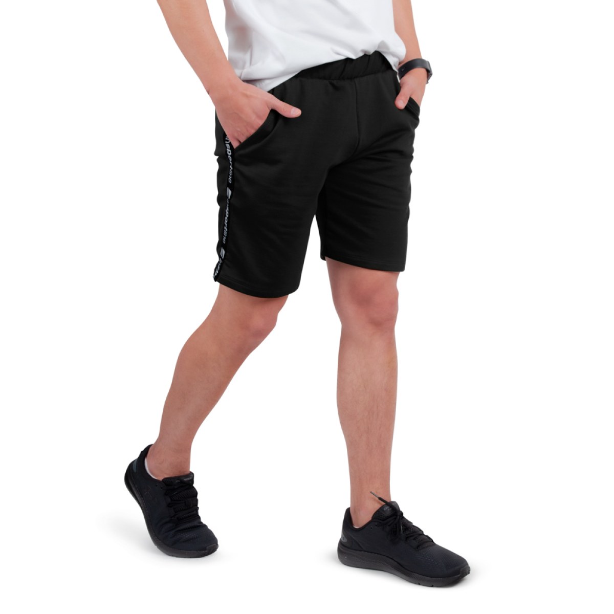 Pánske teplákové kraťasy inSPORTline Easystrap - Veľkosť: L | Farba: Čierna · záber 1