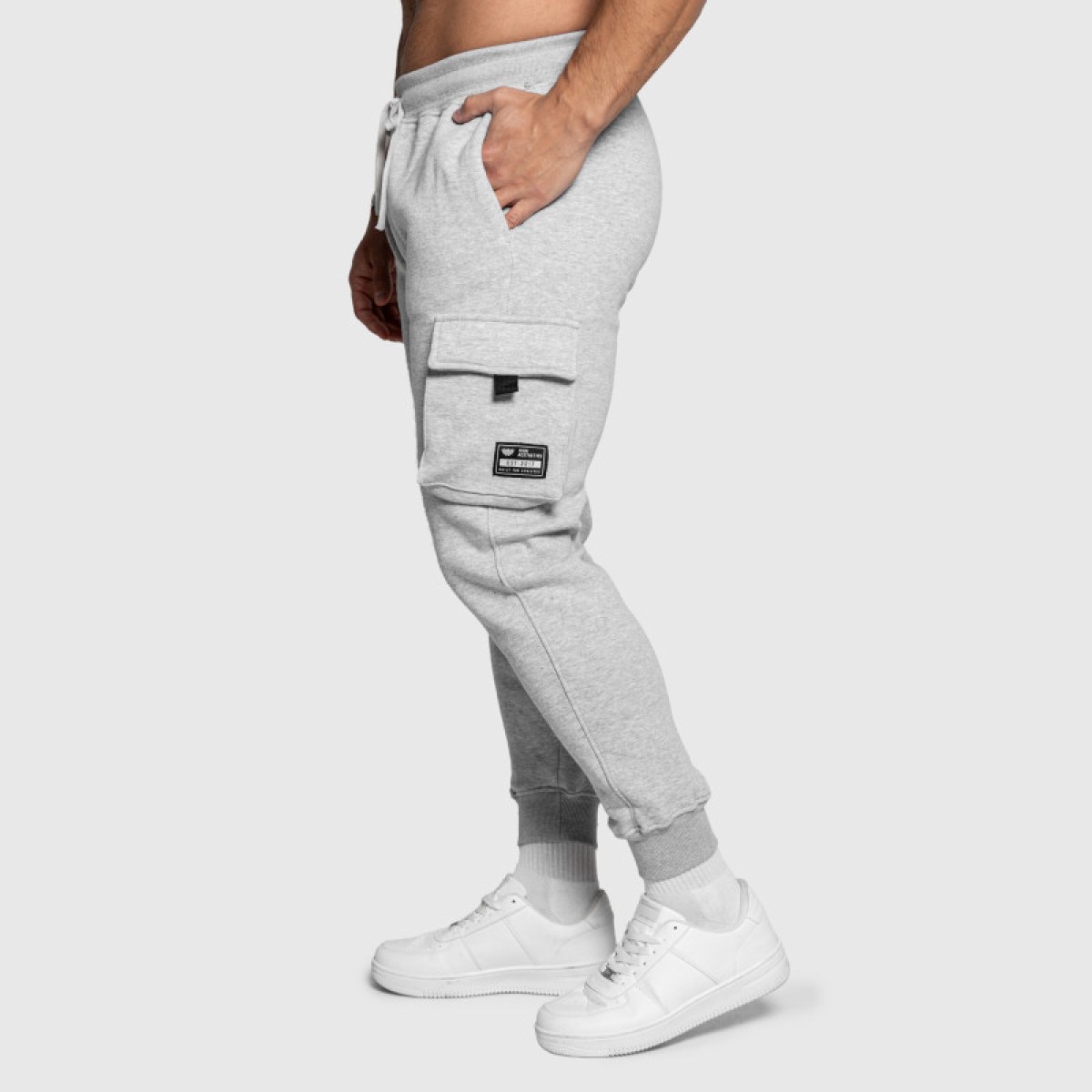 Pánske tepláky Iron Aesthetics Cargo Joggers, sivé · záber 4