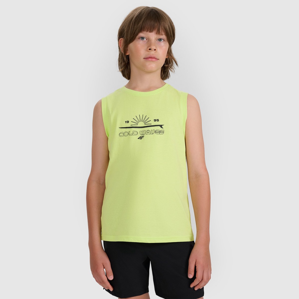 Chlapčenský tank top regular s potlačou - zelený · záber 1