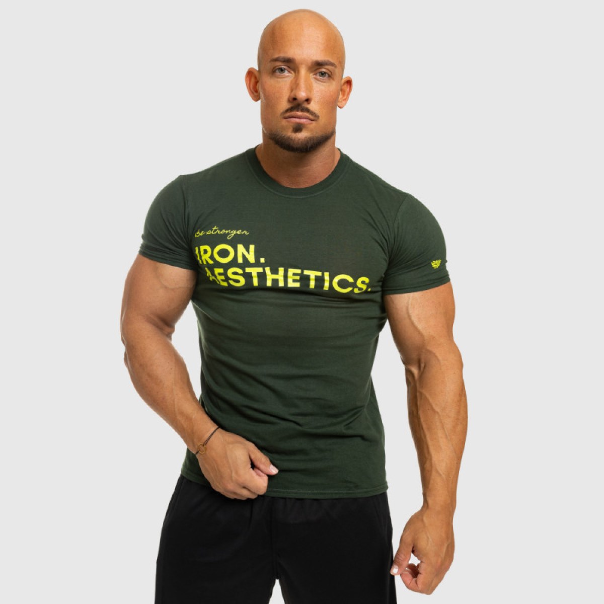 Pánske fitness tričko Iron Aesthetics Be Stronger, zelené · záber 4