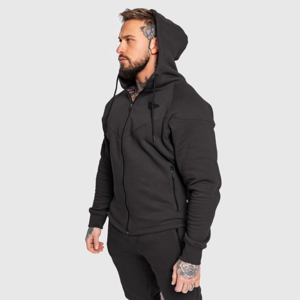 Fitness mikina so zipsom Iron Aesthetics ROUND, sivá · záber 3