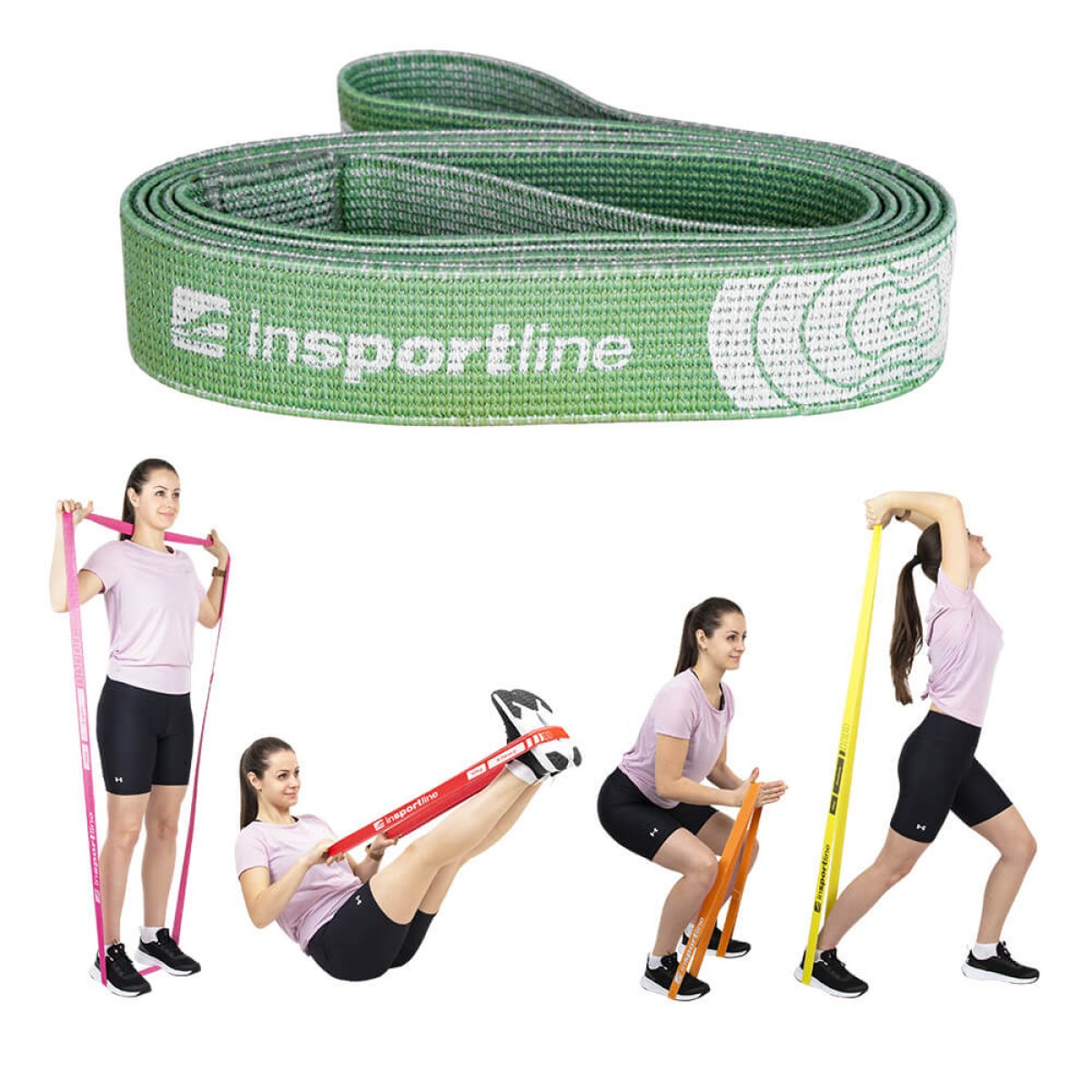 Posilňovacia guma inSPORTline Rand Light 208x3,3 cm / 5 kg - Farba: Zelená · záber 1