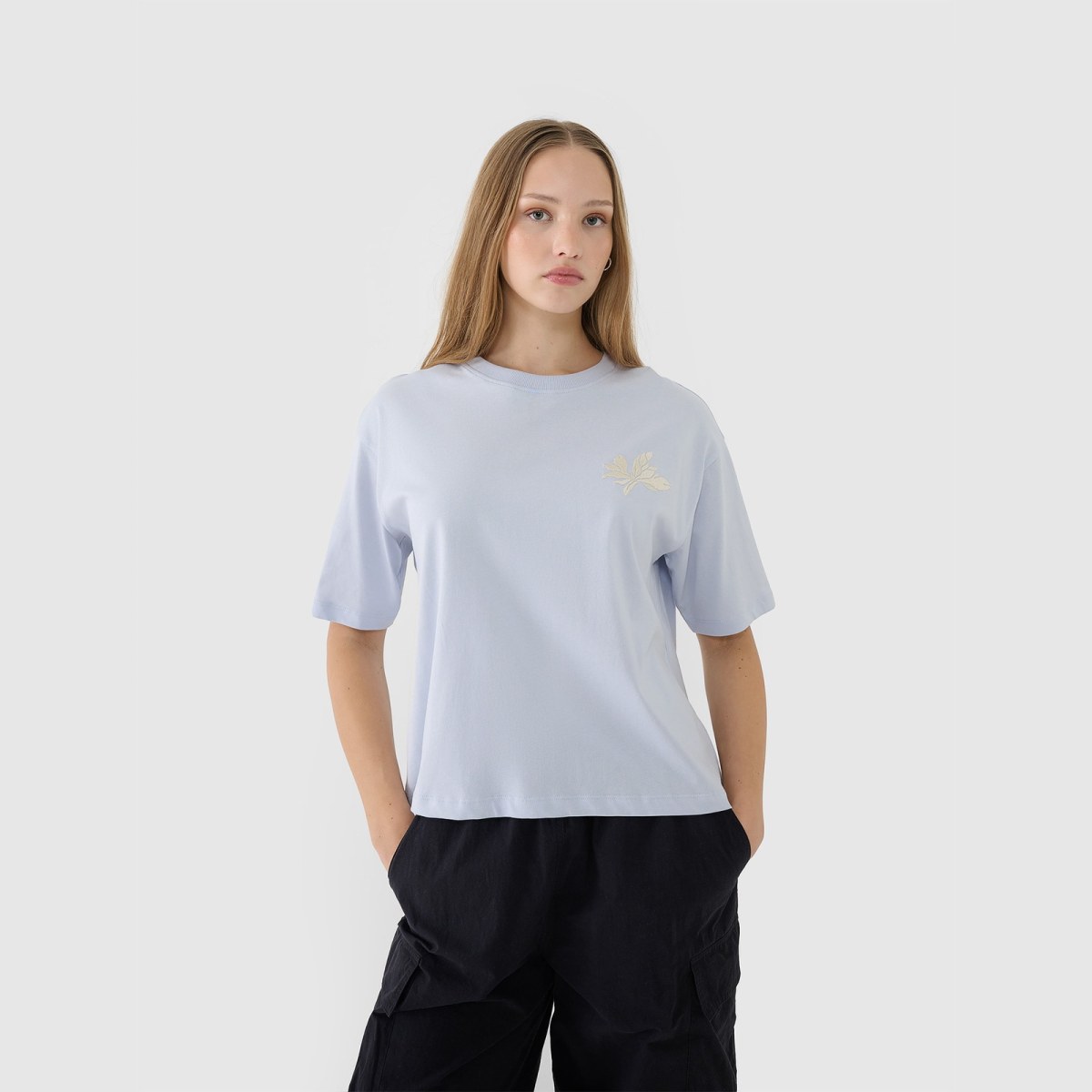 Dámske oversize tričko s potlačou - modré · záber 3
