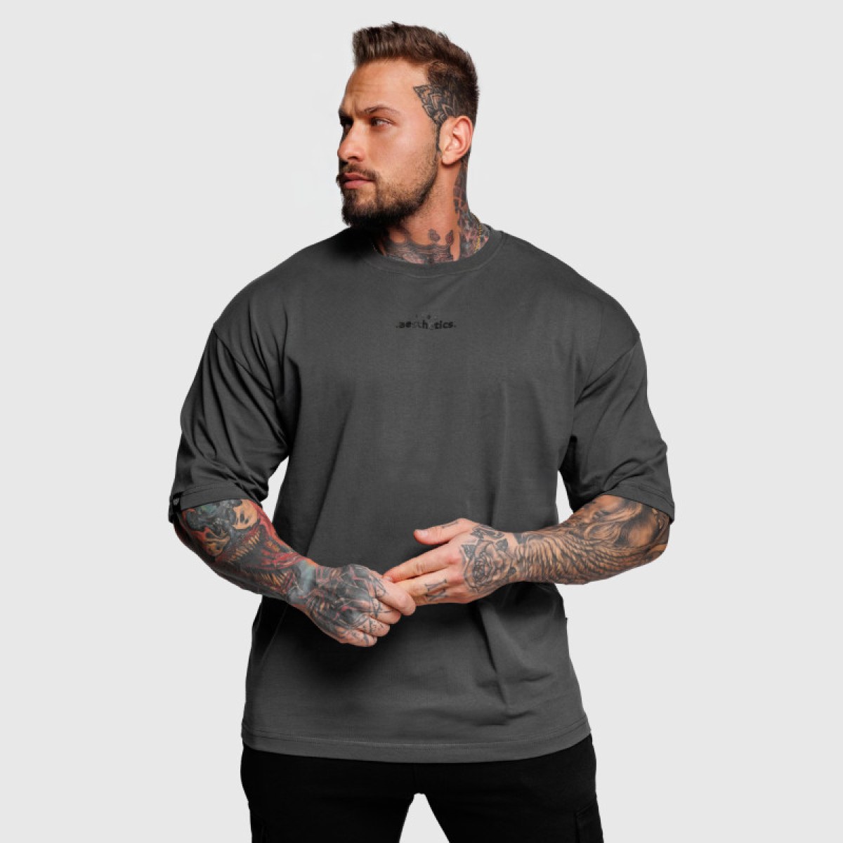 Oversize tričko Iron Aesthetics Major, sivé · záber 5
