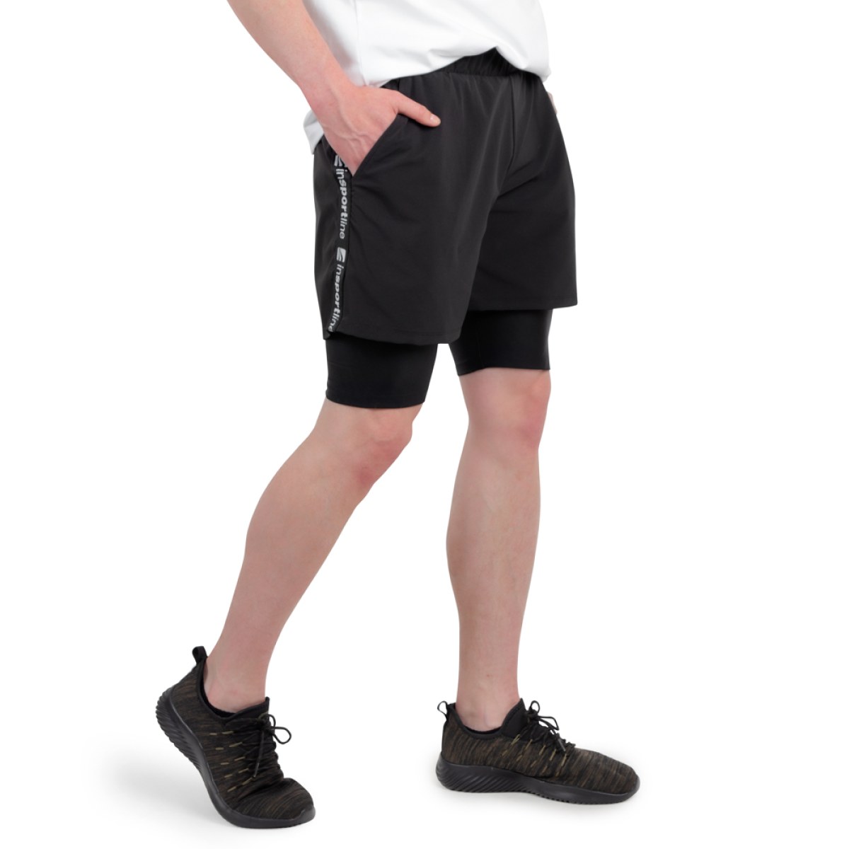 Pánske kraťasy 2v1 inSPORTline Closefit Short - Veľkosť: XXL | Farba: Čierna · záber 1