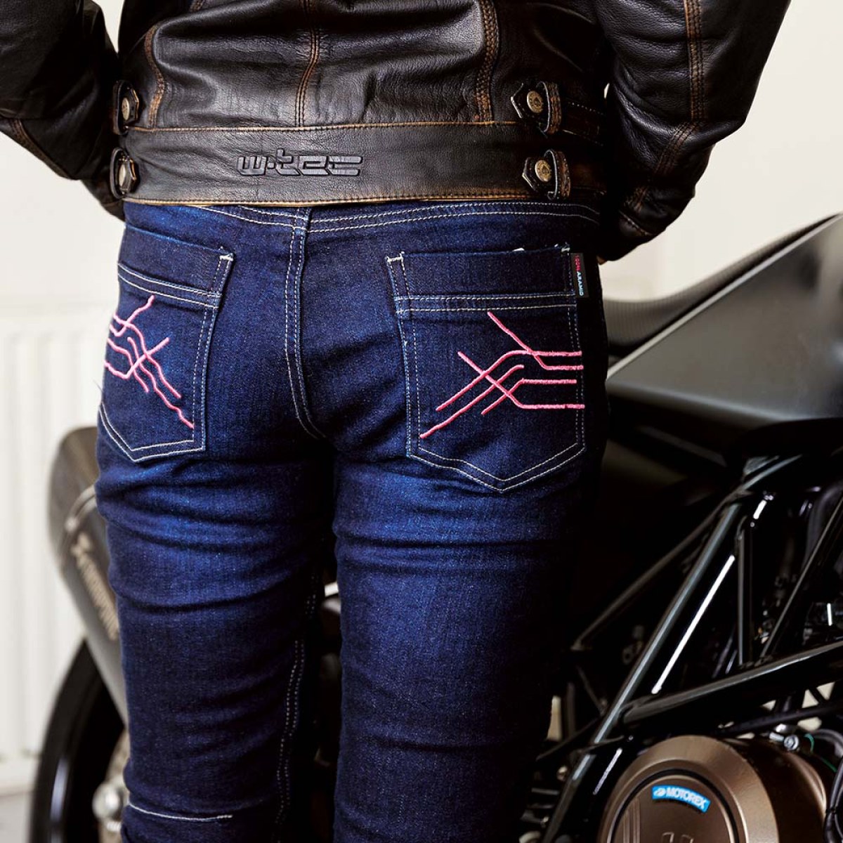 Dámske moto jeansy W-TEC Rafael - Veľkosť: 3XL | Farba: Modrá · záber 3