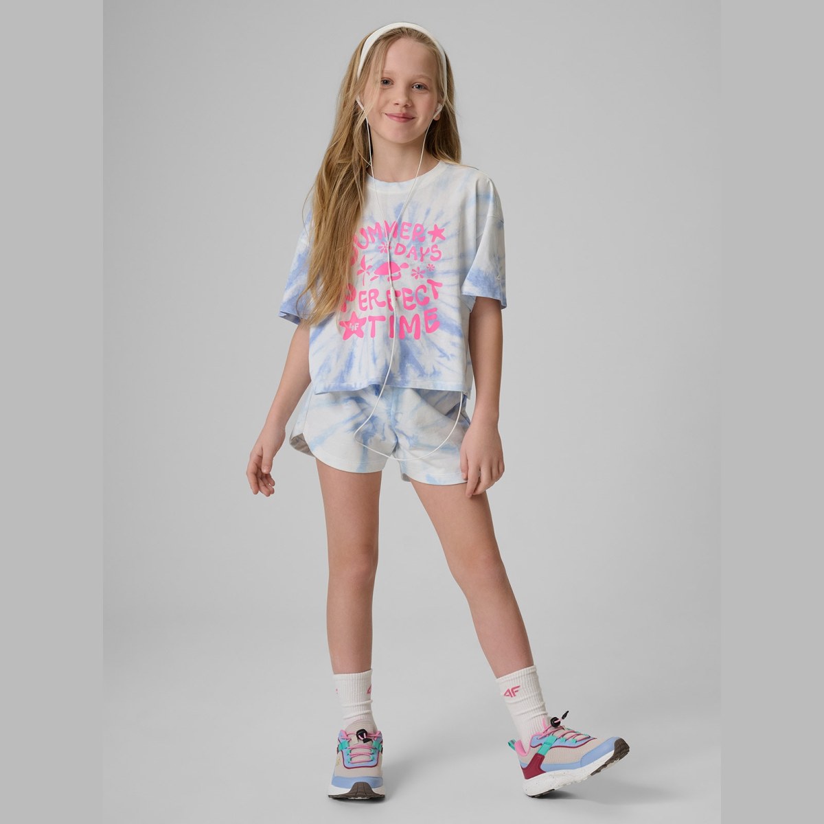 T-shirt loose s potlačou dievčenský - modrý · záber 2