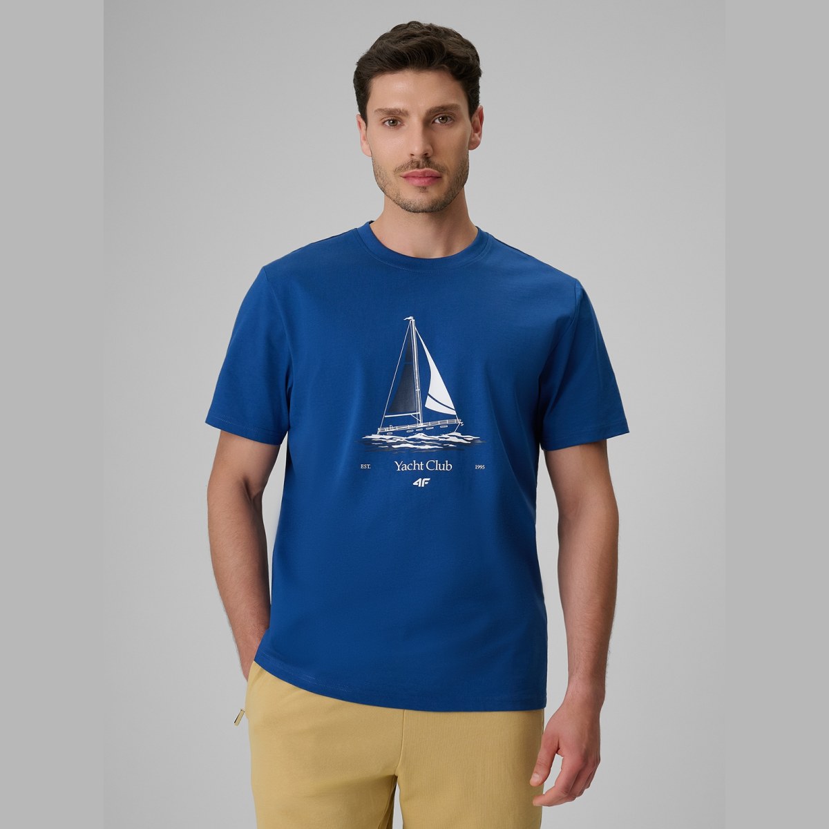 T-shirt relaxed s potlačou pánsky - modrý · záber 1