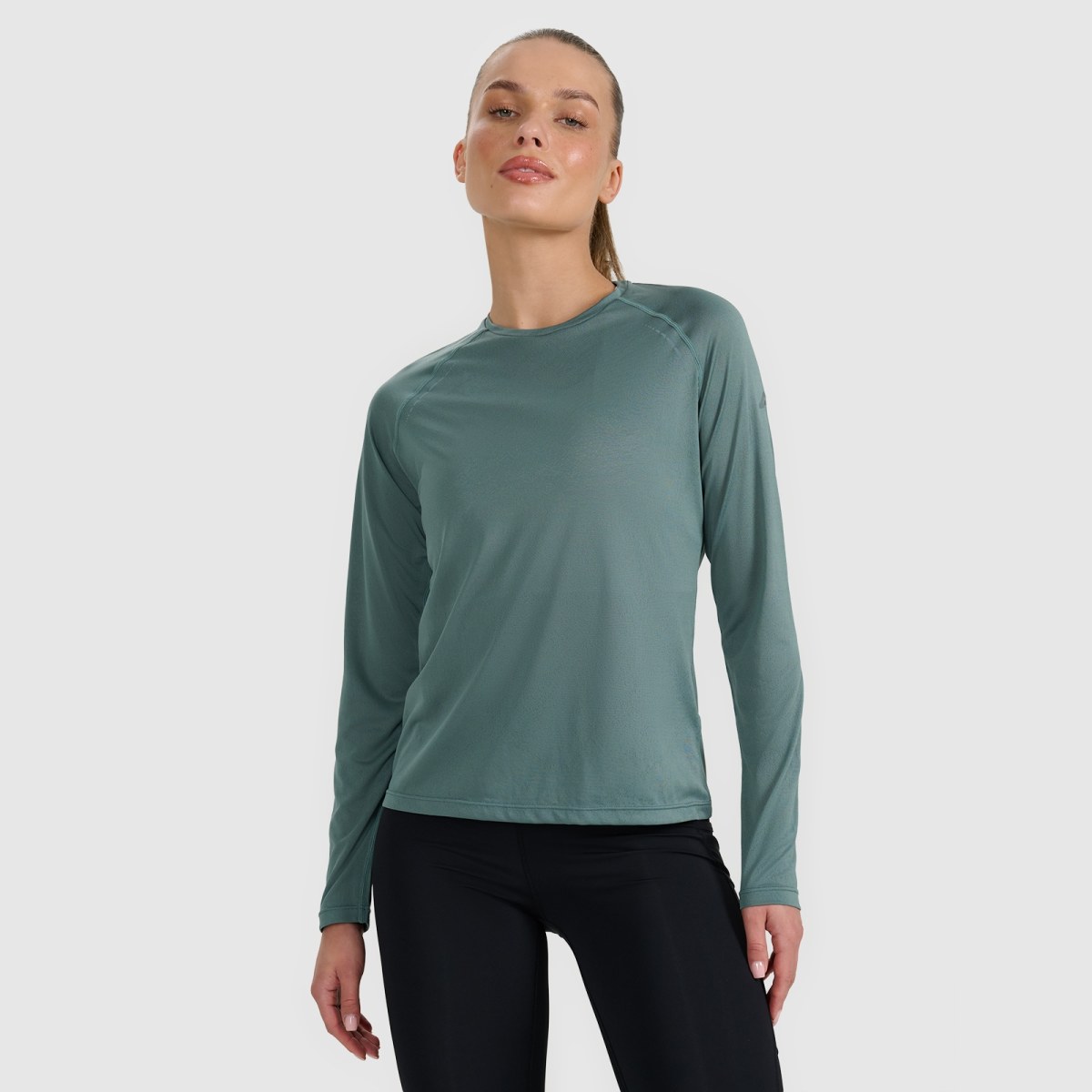Dámsky rýchloschnúci trailový bežecký longsleeve - tyrkysové · záber 1