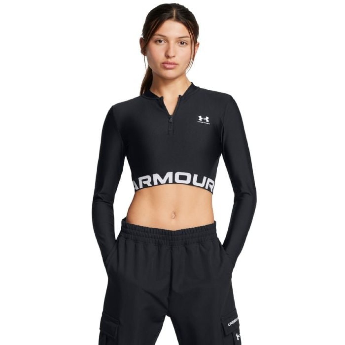 Under Armour Dámsky top HeatGear Rib 1/4 Zip LS Black XLXL · záber 1