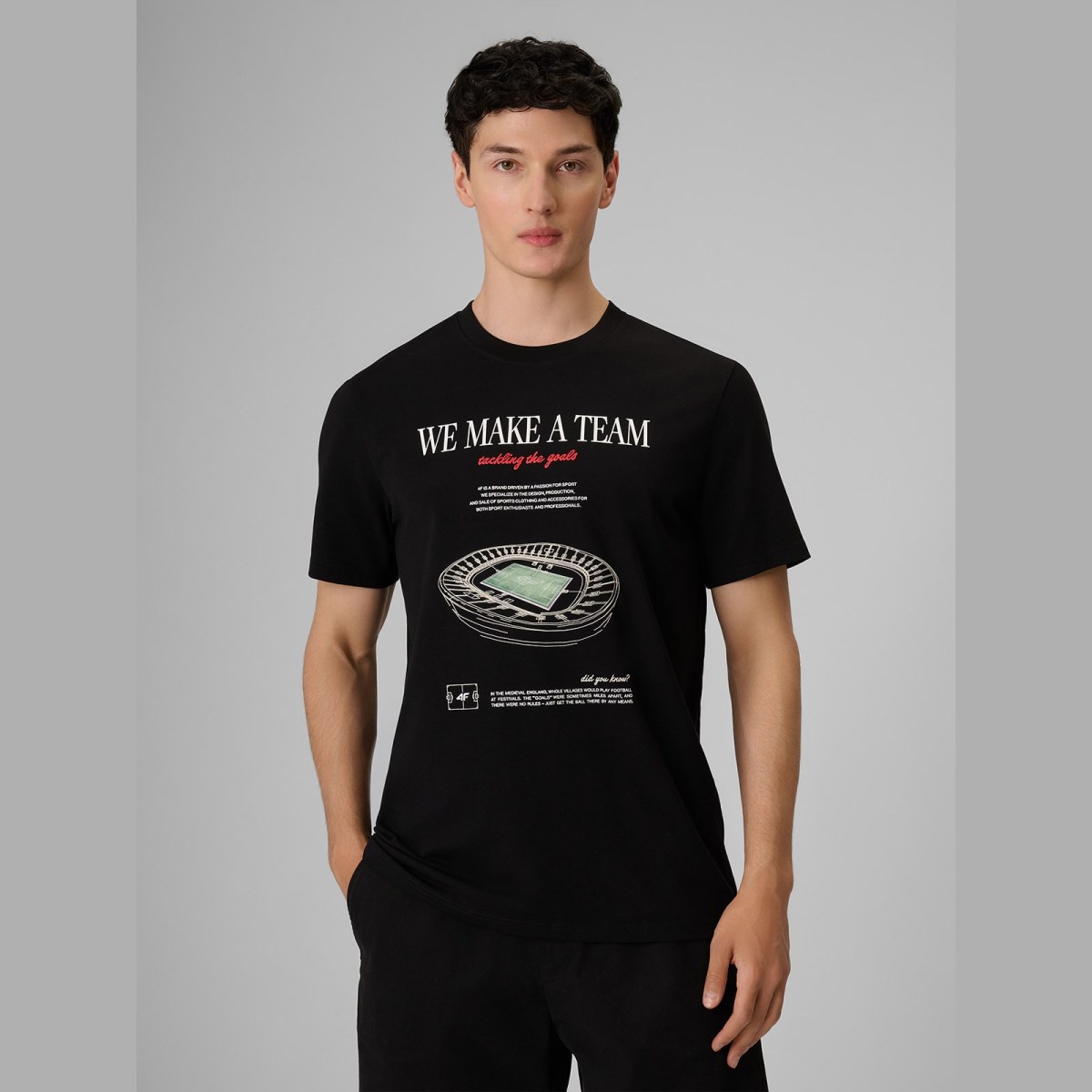 T-shirt regular s potlačou pánsky - čierny · záber 1