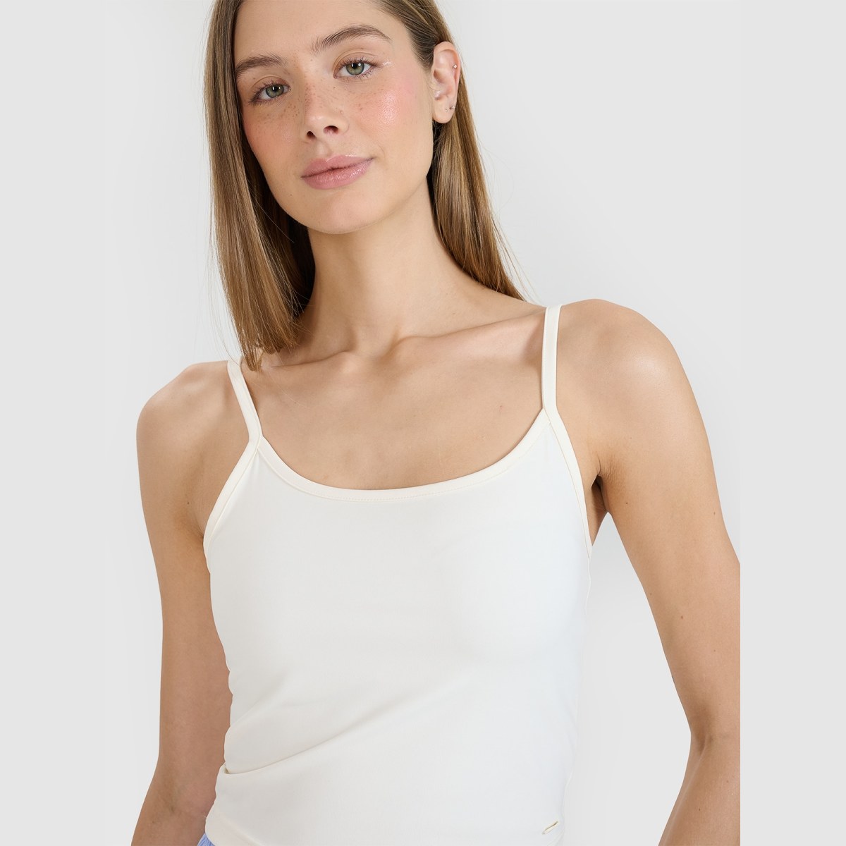 Dámsky crop-top slim - biely · záber 2
