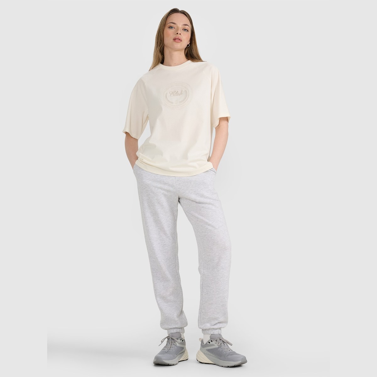 T-shirt oversize s potlačou dámsky - biely · záber 4