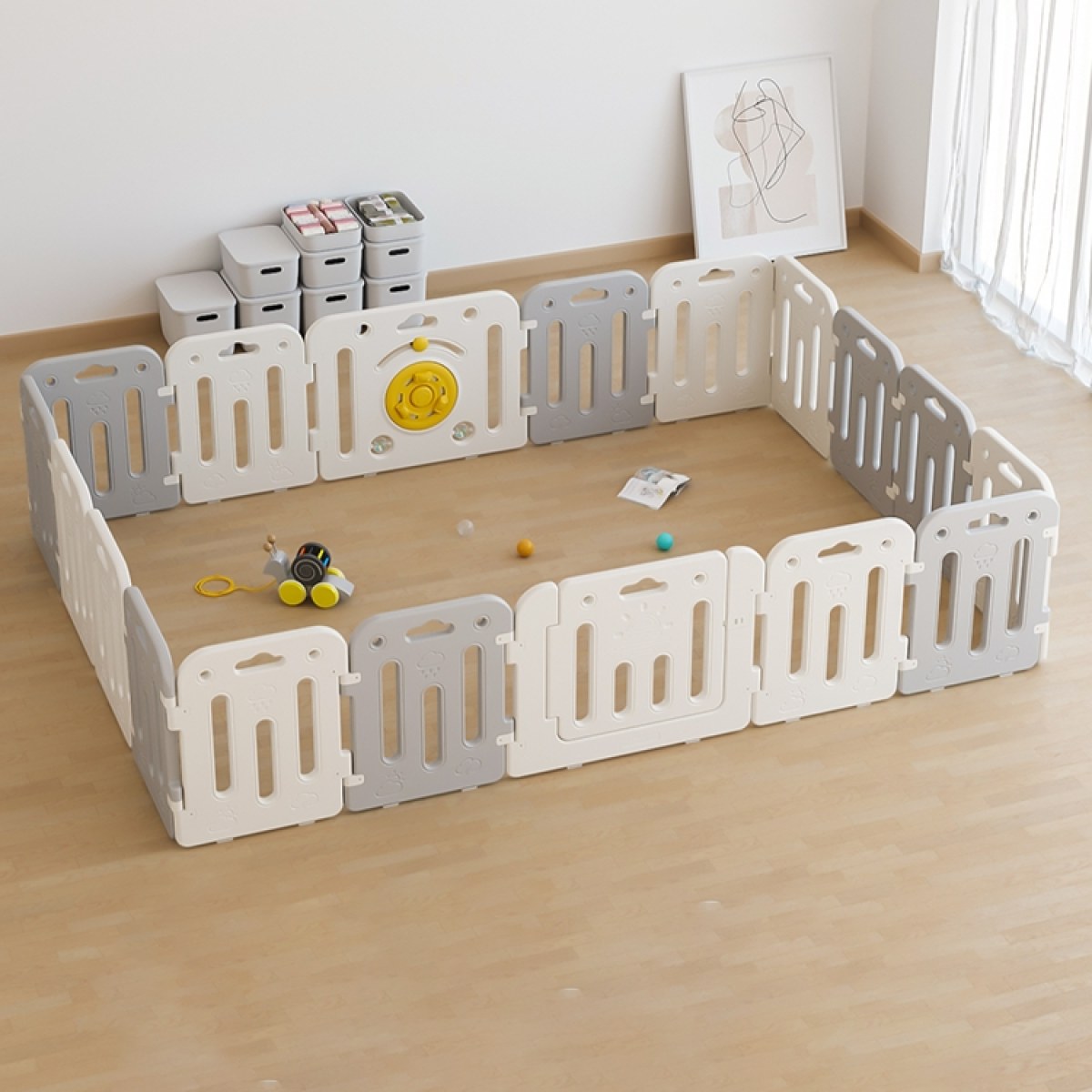 Detská plastová ohrádka inSPORTline Klaudino 16+2 288x208x66 cm · záber 1