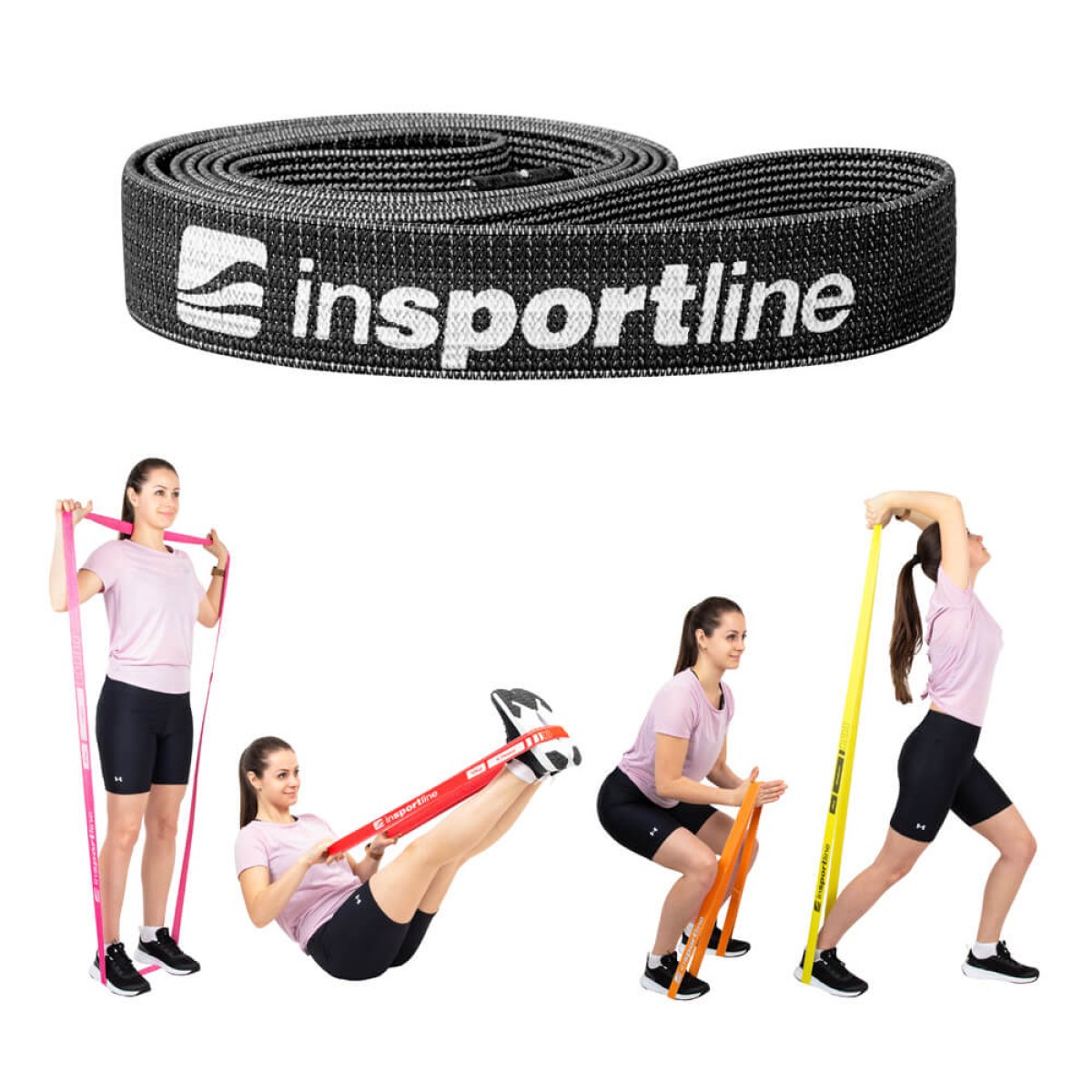 Posilňovacia guma inSPORTline Rand XXX Strong 208x3,3 cm / 17 kg - Farba: Čierna · záber 2