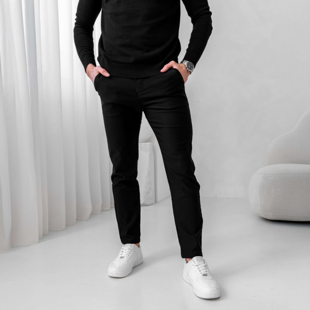 Strečové nohavice Iron Aesthetics Classy, čierne · záber 5