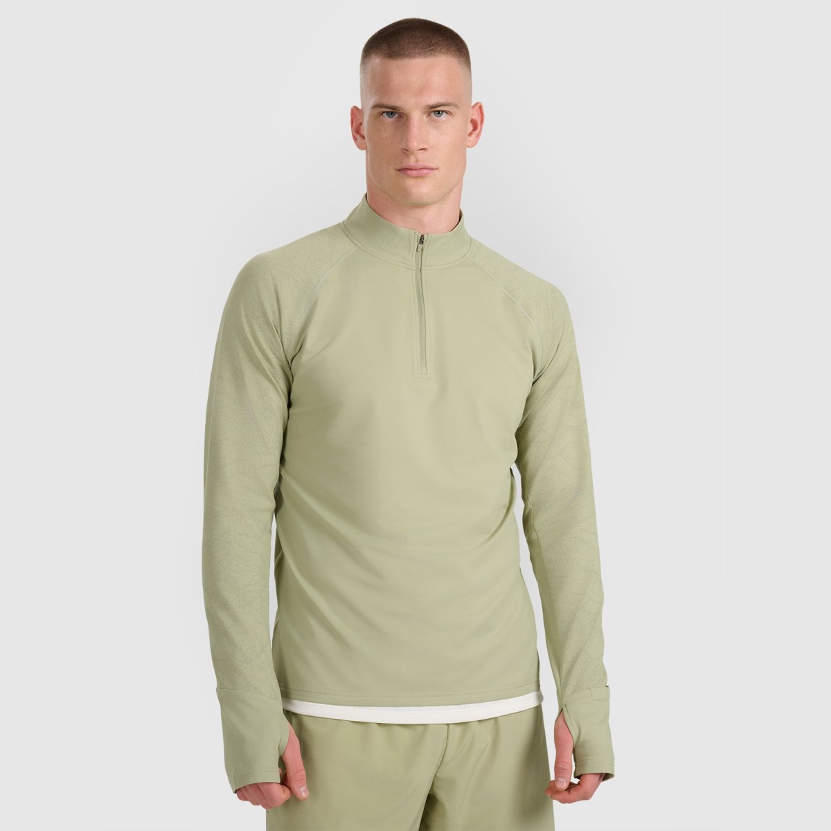 Bežecká mikina regular rýchloschnúca pánska - olivová/khaki · záber 1