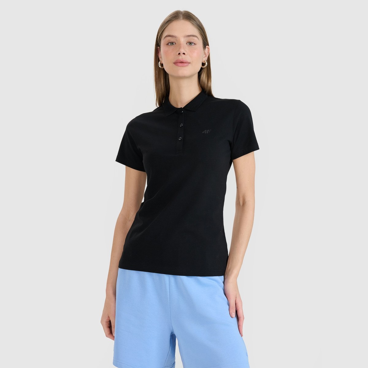 Dámske slim polo tričko - čierne · záber 1
