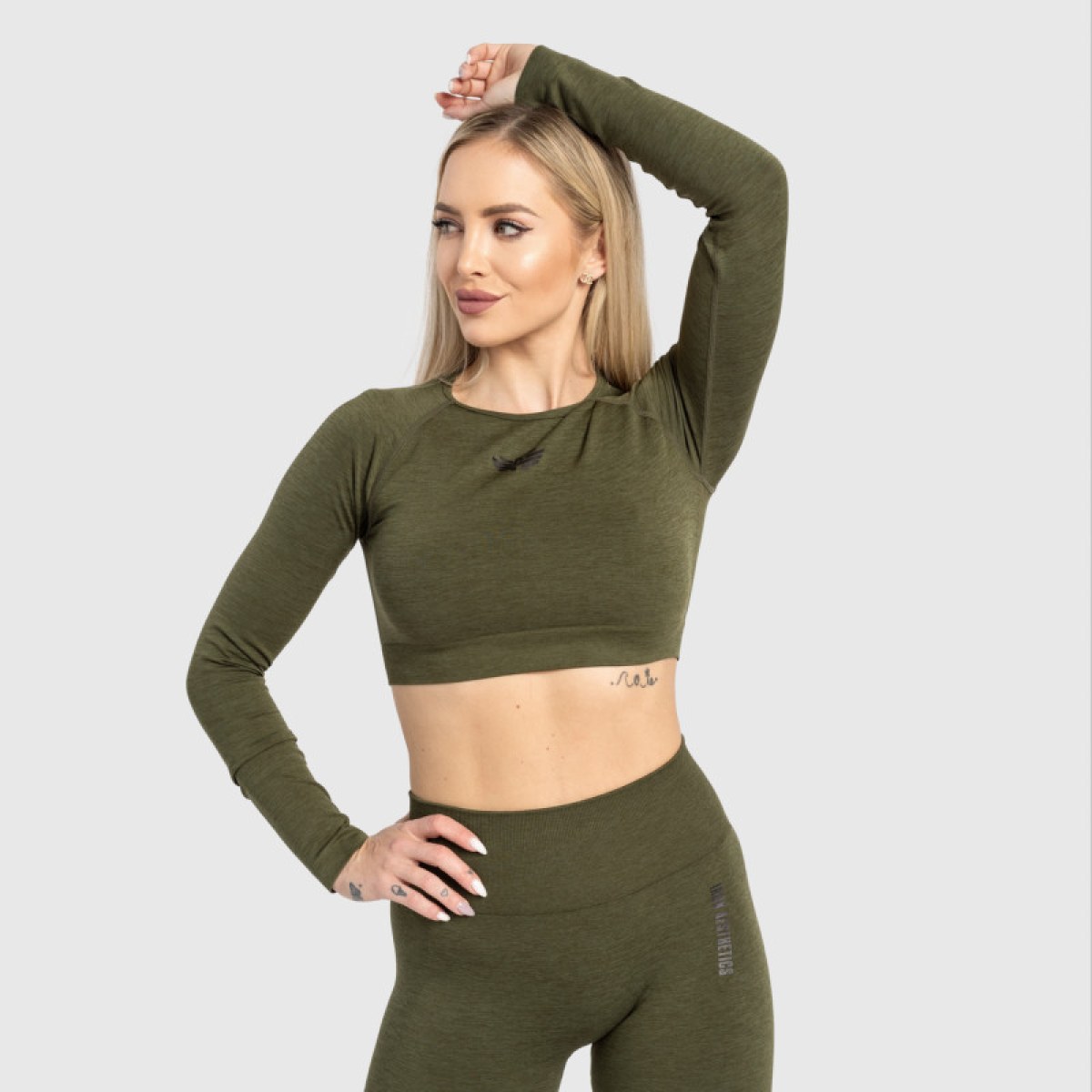 Dámsky športový crop top Iron Aesthetics Solid, zelený · záber 5