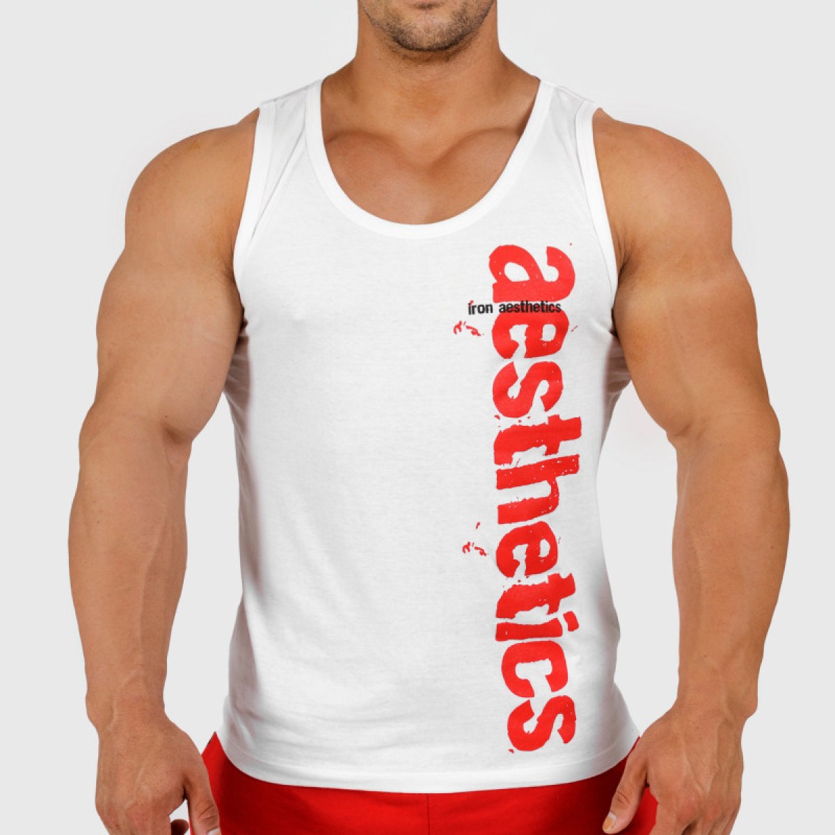 Pánske fitness tielko Iron Aesthetics Cross, biele · záber 5