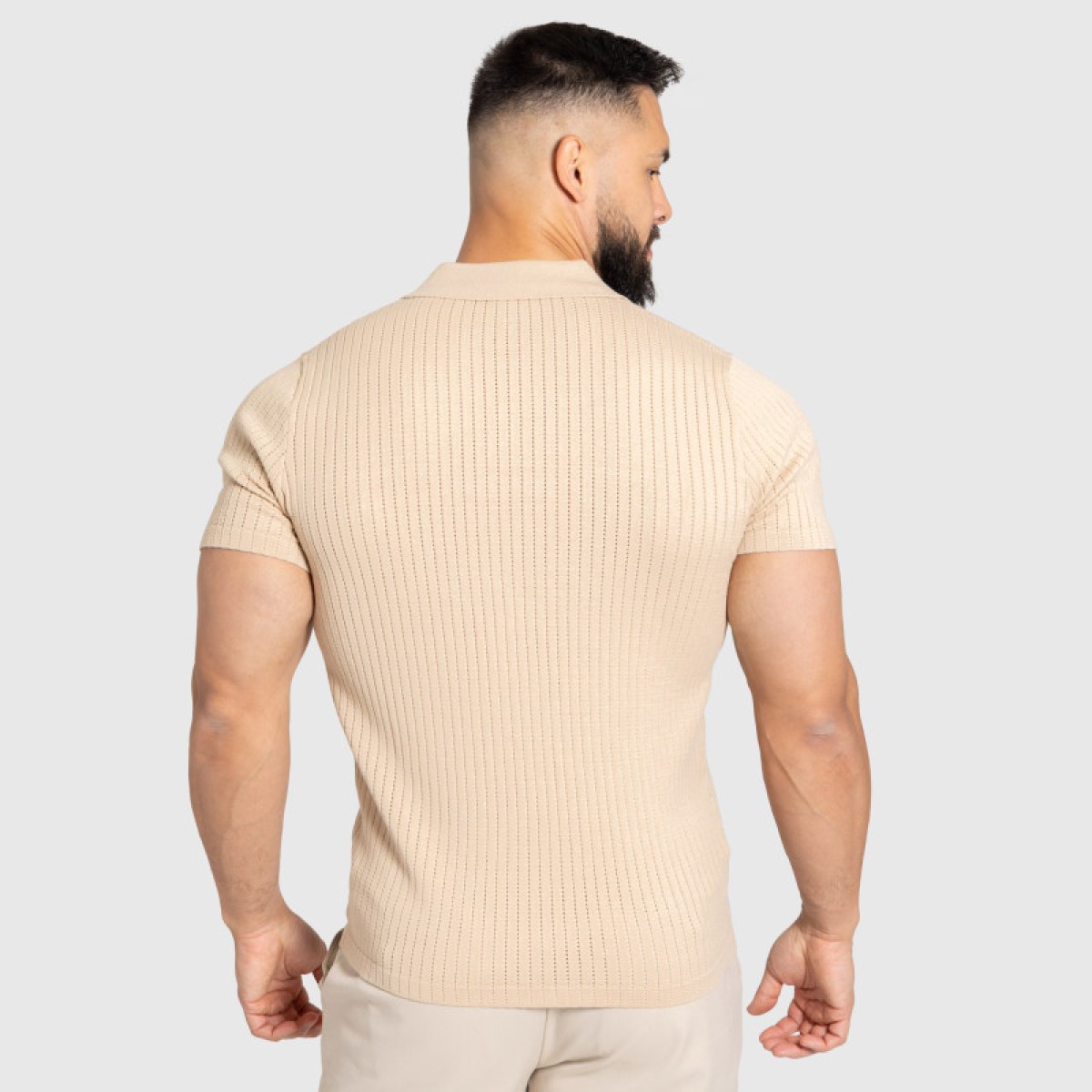 Pánske tričko Iron Aesthetics Polo Knit, béžové · záber 4