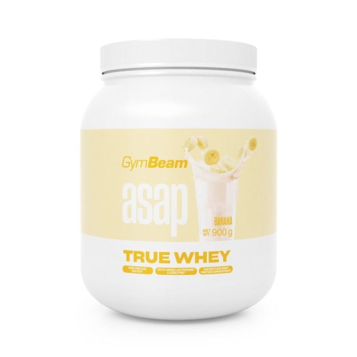 GymBeam ASAP True Whey banán - Príchuť: Banán | Hmotnosť: 0,9 kg | Balenie: 36 · záber 1