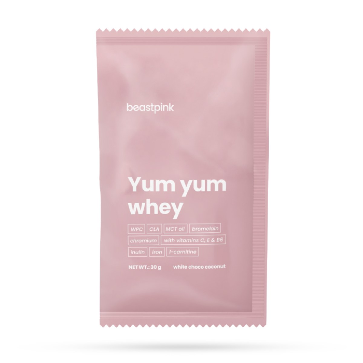 BeastPink Vzorka Yum Yum Whey biela čokoláda kokos - Príchuť: Biela čokoláda kokos | Hmotnosť: 12 kg · záber 1