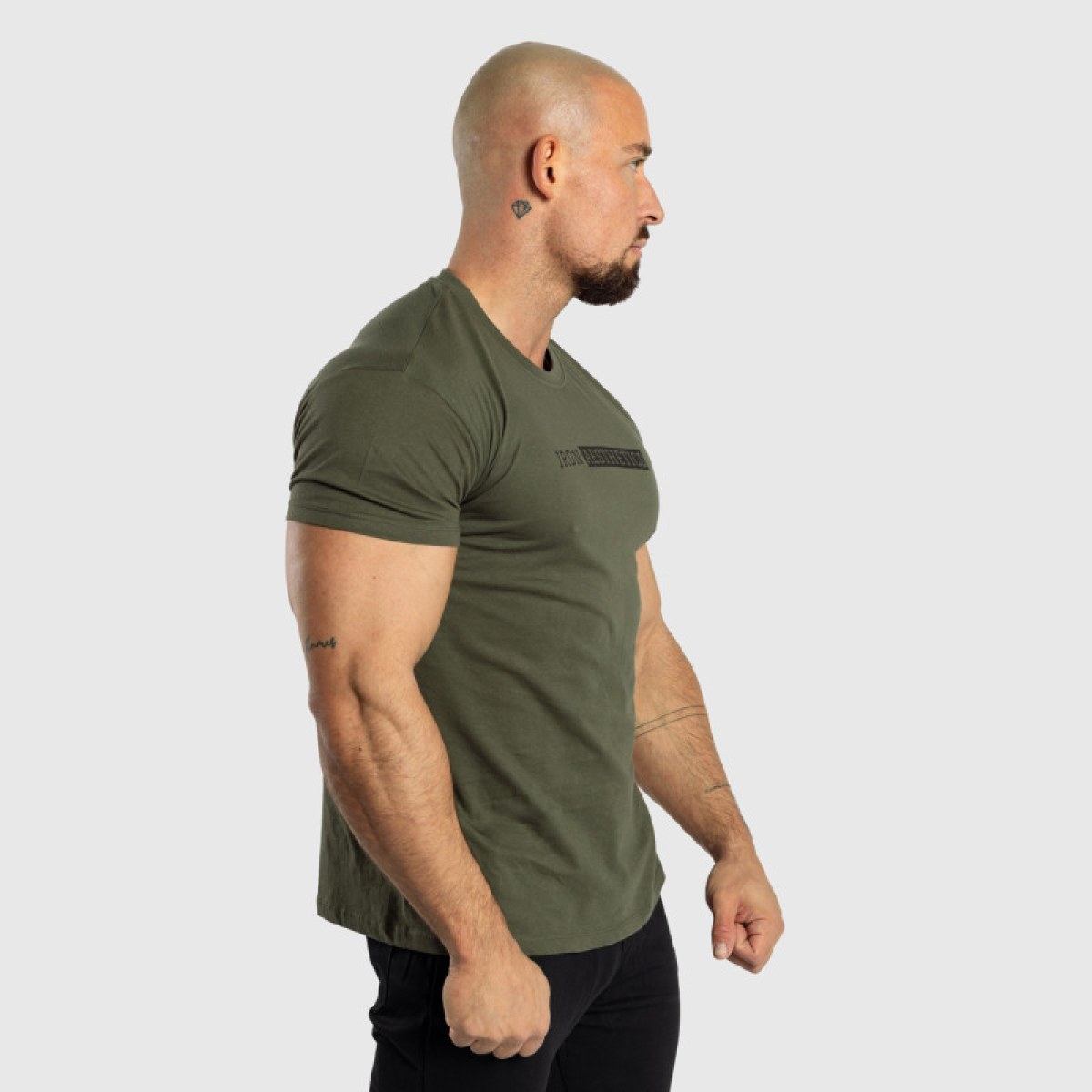 Pánske fitness tričko Iron Aesthetics Gym, vojenská zelená · záber 3