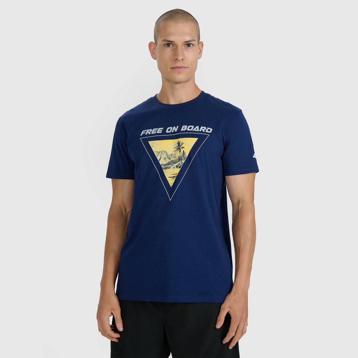 T-shirt regular s potlačou pánsky - tmavomodrý · záber 1
