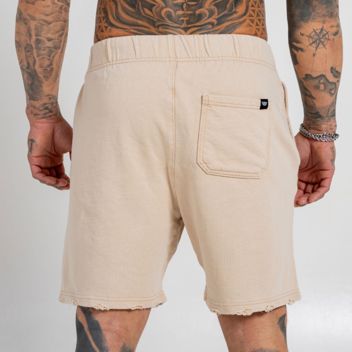 Pánske kraťasy Iron Aesthetics X Washed, béžové · záber 3