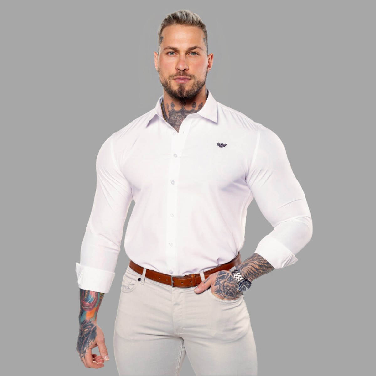 Strečová košeľa Iron Aesthetics Slim Stretch, natural · záber 4