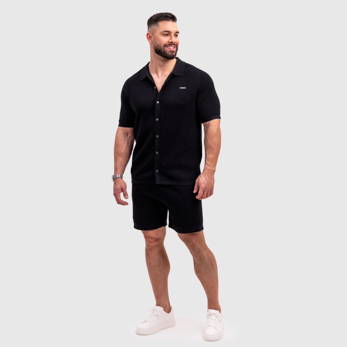 Pánske pletené kraťasy Iron Aesthetics Vibe, čierne · záber 4