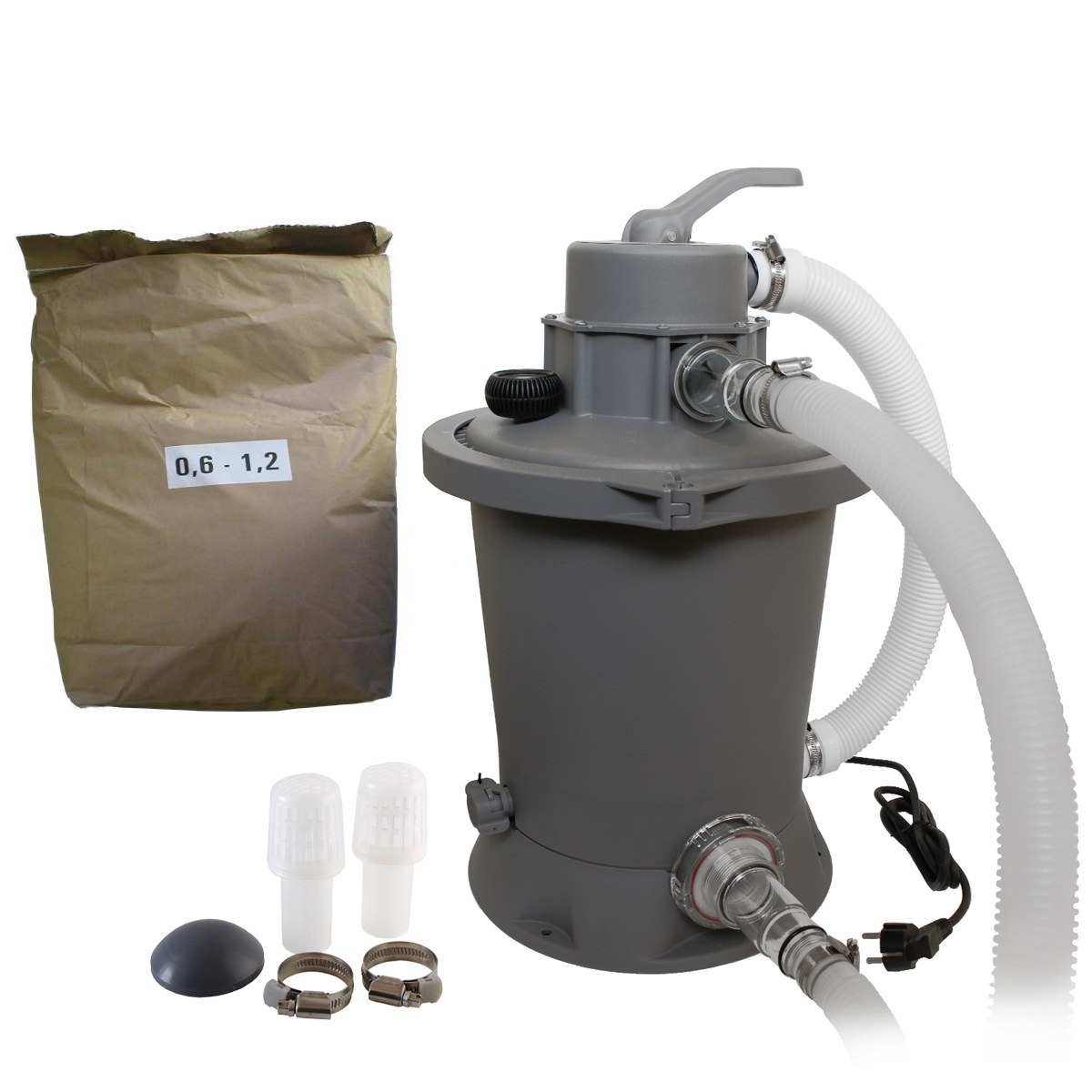 Akčný set - piesková filtrácia Standard - prietok 3.028 l / h + filtračný piesok 25 kg · záber 1