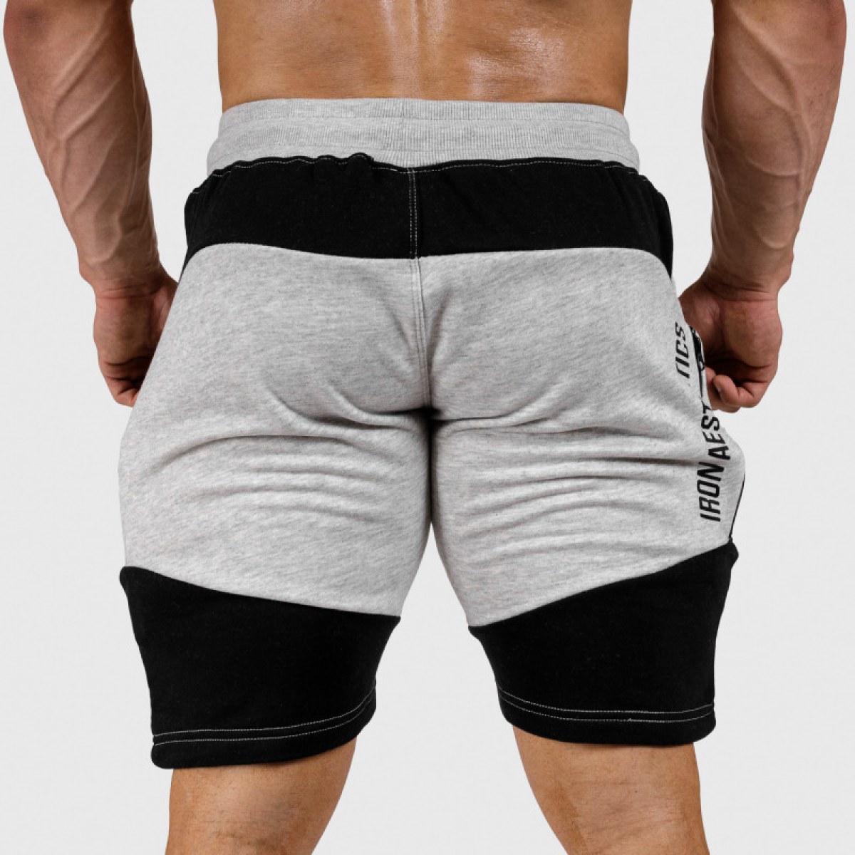 Pánske teplákové kraťasy Iron Aesthetics Panels, sivé · záber 3