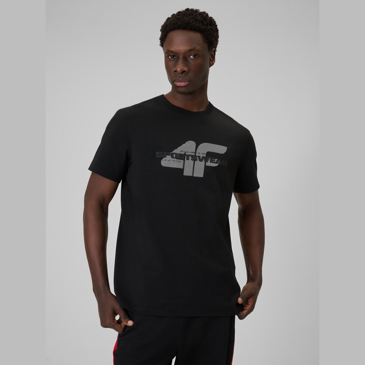 T-shirt regular s potlačou pánsky - čierny · záber 5