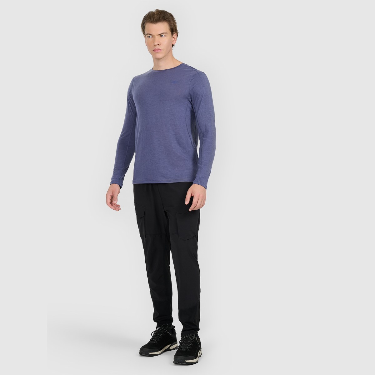Pánsky rýchloschnúci trekkingový longsleeve s merino vlnou - tmavomodrý · záber 2