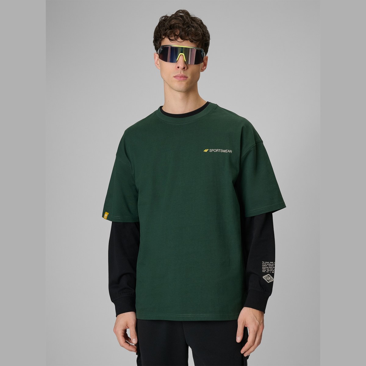 T-shirt loose s potlačou pánsky - zelený · záber 1