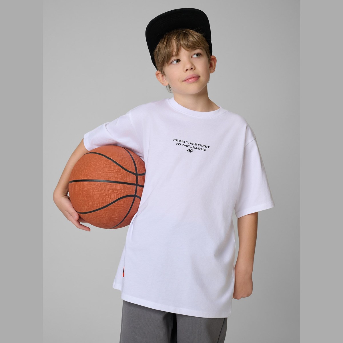 T-shirt loose s potlačou chlapčenský - biely · záber 8
