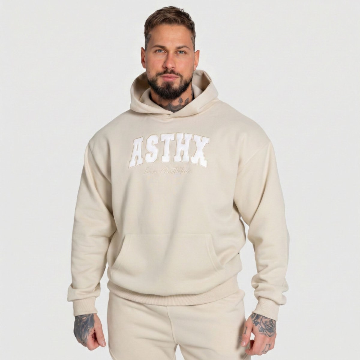 Oversized mikina Iron Aesthetics ASTHX, béžová · záber 1