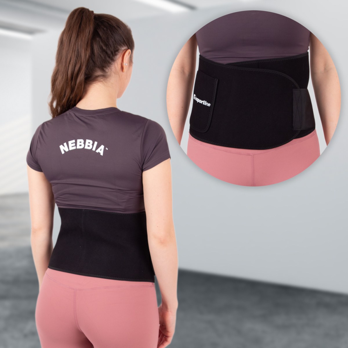 Neoprénový pás inSPORTline Waistpire s vreckom - Veľkosť: L | Farba: Čierna · záber 1
