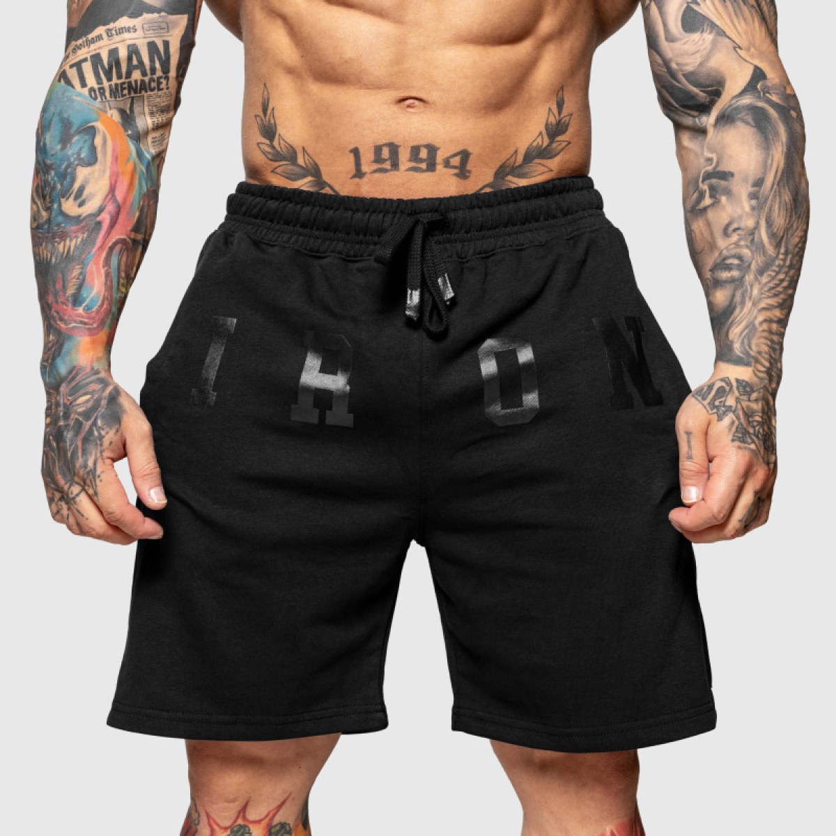 Teplákové kraťasy Iron Aesthetics College, čierne · záber 2