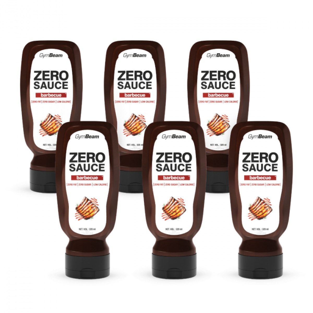 GymBeam ZERO OMÁČKA barbecue - Objem: 6 x 320 ml | Hmotnosť: 2,22 g · záber 1