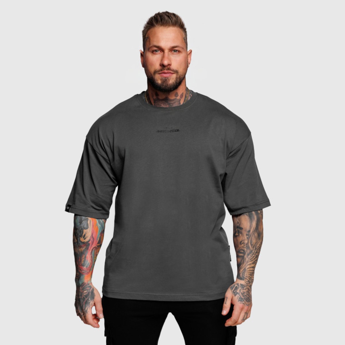 Oversize tričko Iron Aesthetics Major, sivé · záber 4