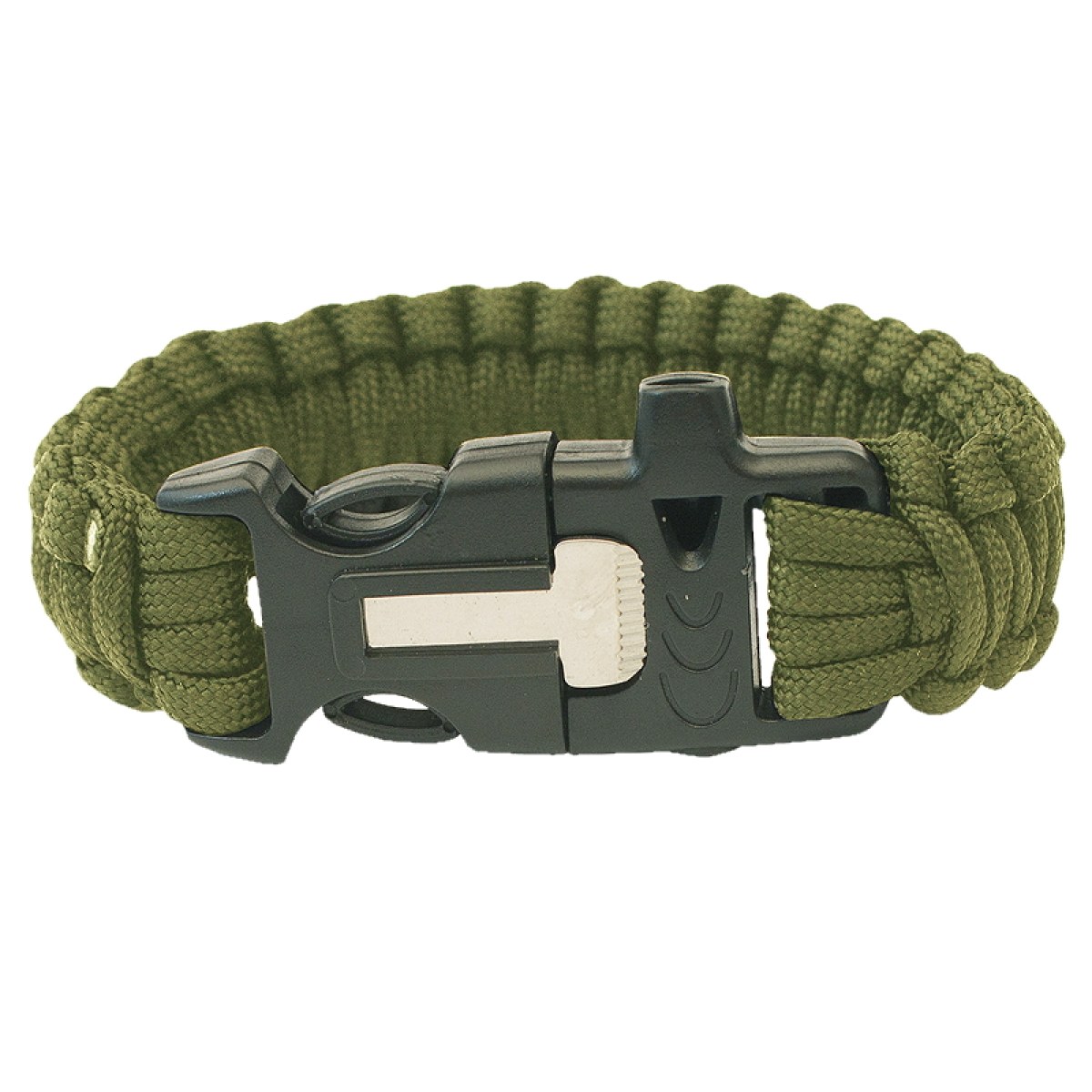 Highlander Paracord - trojzubec, píšťalka, křesadlo olivovo zelená · záber 1
