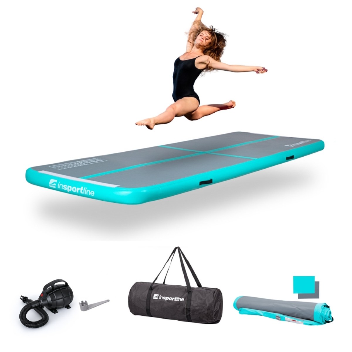 inSPORTline Airstunt 300x100x10 cm šedý s elektrickou pumpou · záber 1